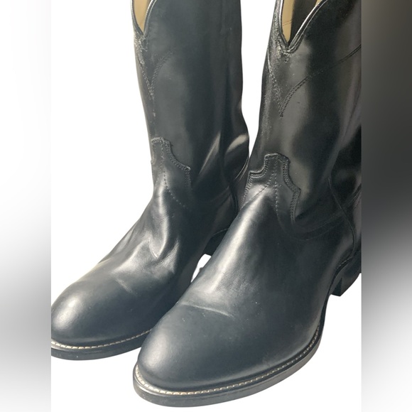 NEW LAREDO VAUGHN Men’s Black Leather Round Toe Smooth Western Cowboy Boots